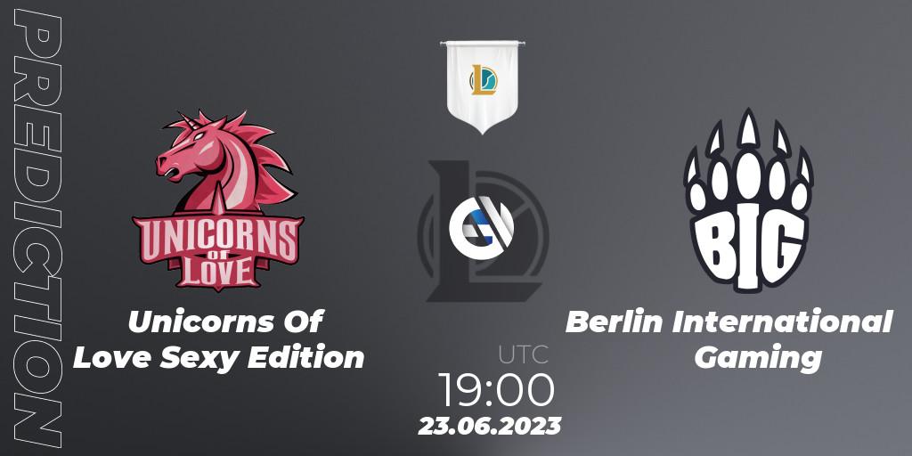 Unicorns Of Love Sexy Edition vs Berlin International Gaming: Match Prediction. 23.06.23, LoL, Prime League Summer 2023 - Group Stage