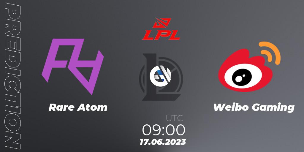 Rare Atom vs Weibo Gaming: Match Prediction. 17.06.23, LoL, LPL Summer 2023 Regular Season