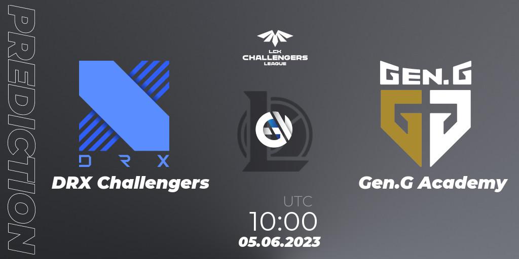 DRX Challengers vs Gen.G Academy: Match Prediction. 05.06.23, LoL, LCK Challengers League 2023 Summer - Group Stage