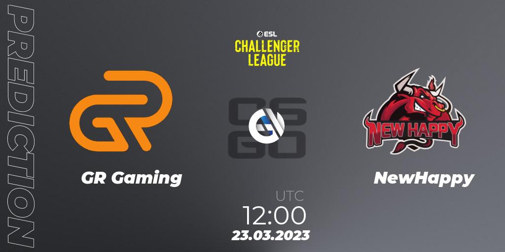 GR Gaming vs NewHappy: Match Prediction. 23.03.23, CS2 (CS:GO), ESL Challenger League Season 44: Asia-Pacific
