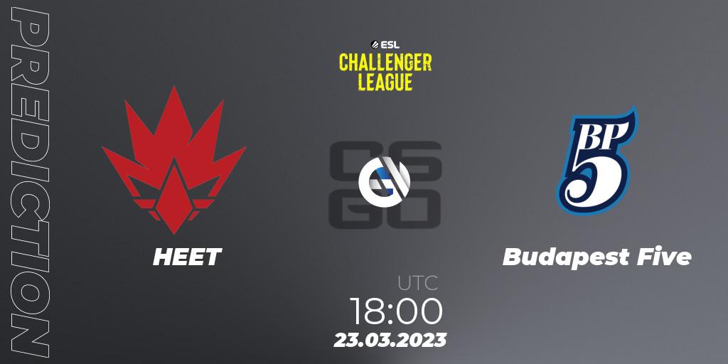 HEET vs Budapest Five: Match Prediction. 24.03.23, CS2 (CS:GO), ESL Challenger League Season 44 Relegation: Europe