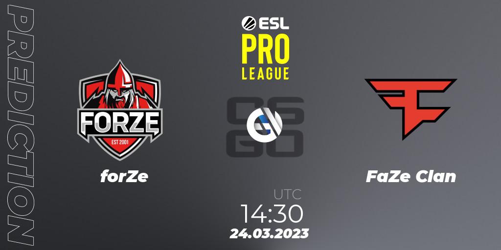forZe vs FaZe Clan: Match Prediction. 24.03.23, CS2 (CS:GO), ESL Pro League Season 17