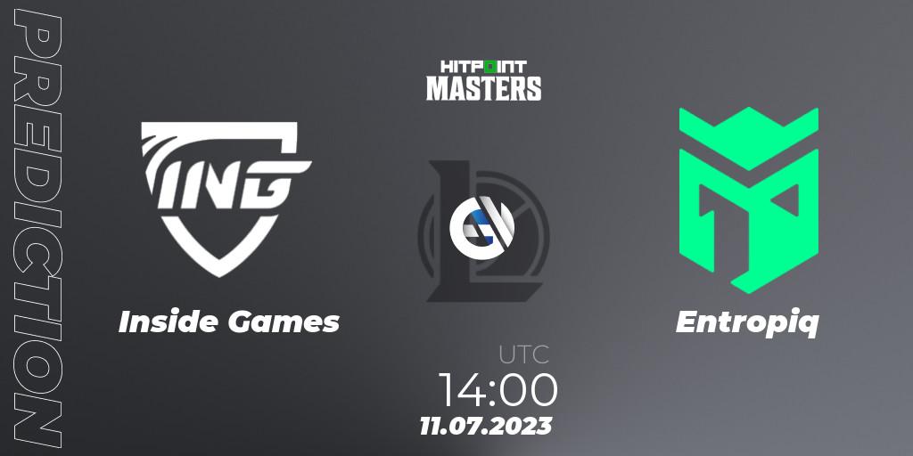 Inside Games vs Entropiq: Match Prediction. 11.07.23, LoL, Hitpoint Masters Summer 2023 - Group Stage