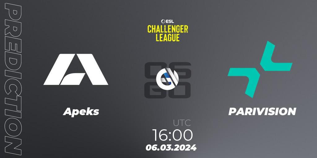 Apeks vs PARIVISION: Match Prediction. 06.03.24, CS2 (CS:GO), ESL Challenger League Season 47: Europe