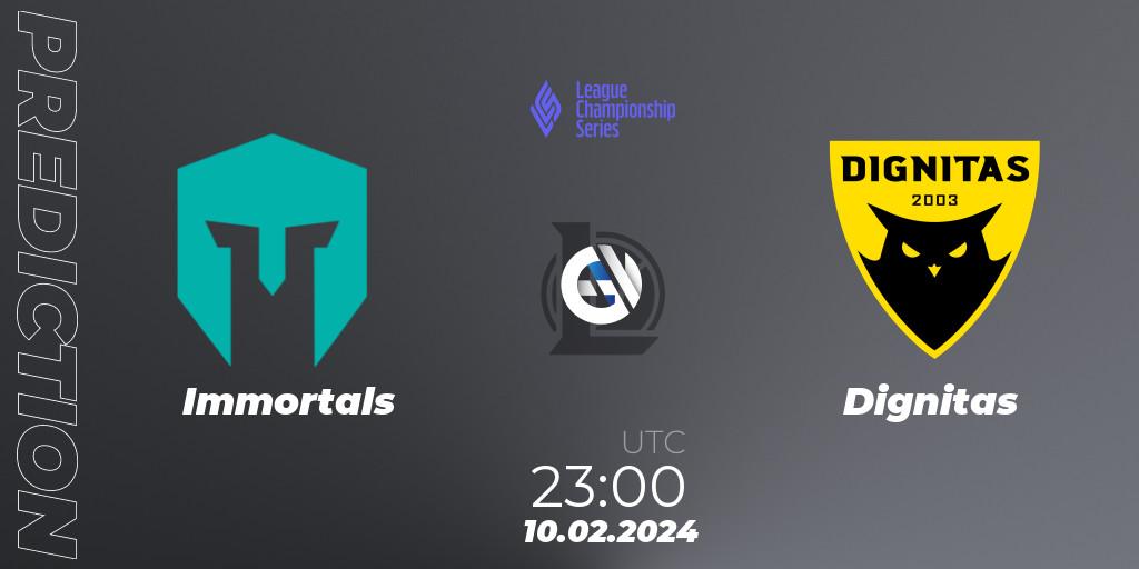 Immortals vs Dignitas: Match Prediction. 10.02.24, LoL, LCS Spring 2024 - Group Stage