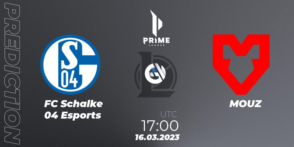 FC Schalke 04 Esports vs MOUZ: Match Prediction. 16.03.23, LoL, Prime League Spring 2023 - Playoffs