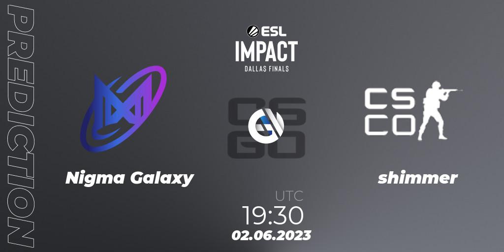 Nigma Galaxy vs shimmer: Match Prediction. 02.06.23, CS2 (CS:GO), ESL Impact League Season 3