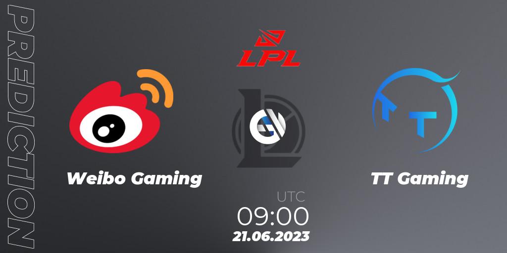 Weibo Gaming vs TT Gaming: Match Prediction. 21.06.23, LoL, LPL Summer 2023 Regular Season