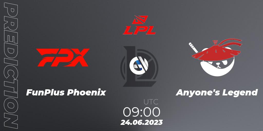 FunPlus Phoenix vs Anyone's Legend: Match Prediction. 24.06.23, LoL, LPL Summer 2023 Regular Season