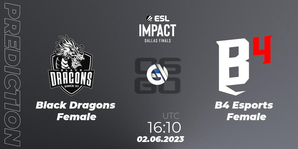 Black Dragons Female vs B4 Esports Female: Match Prediction. 02.06.23, CS2 (CS:GO), ESL Impact League Season 3