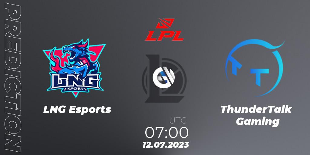 LNG Esports vs ThunderTalk Gaming: Match Prediction. 12.07.23, LoL, LPL Summer 2023 Regular Season