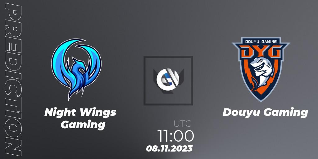 Night Wings Gaming vs Douyu Gaming: Match Prediction. 08.11.23, VALORANT, VALORANT China Evolution Series Act 3: Heritability - Play-In
