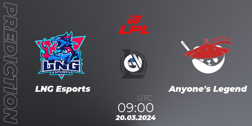 LNG Esports vs Anyone's Legend: Match Prediction. 20.03.24, LoL, LPL Spring 2024 - Group Stage