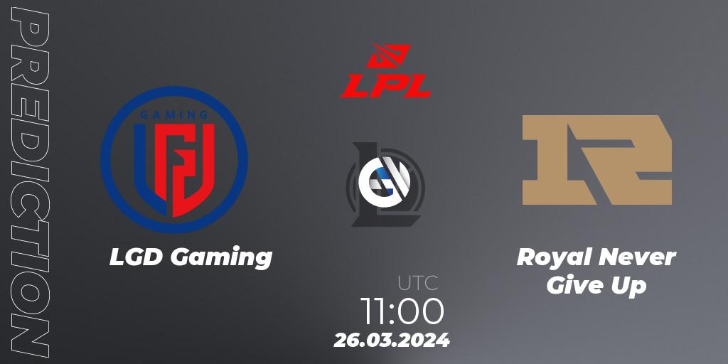 LGD Gaming vs Royal Never Give Up: Match Prediction. 26.03.24, LoL, LPL Spring 2024 - Group Stage