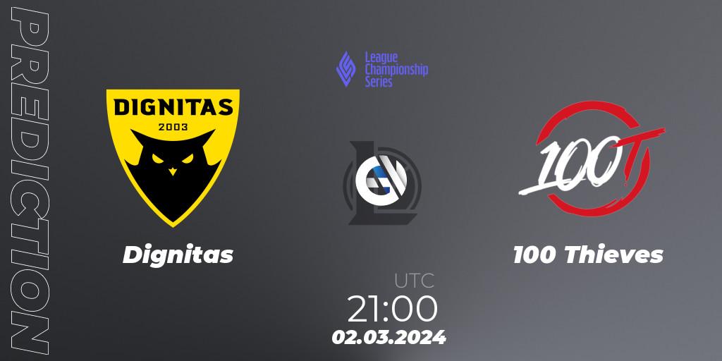 Dignitas vs 100 Thieves: Match Prediction. 02.03.24, LoL, LCS Spring 2024 - Group Stage