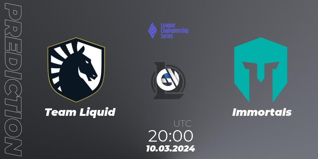 Team Liquid vs Immortals: Match Prediction. 10.03.24, LoL, LCS Spring 2024 - Group Stage