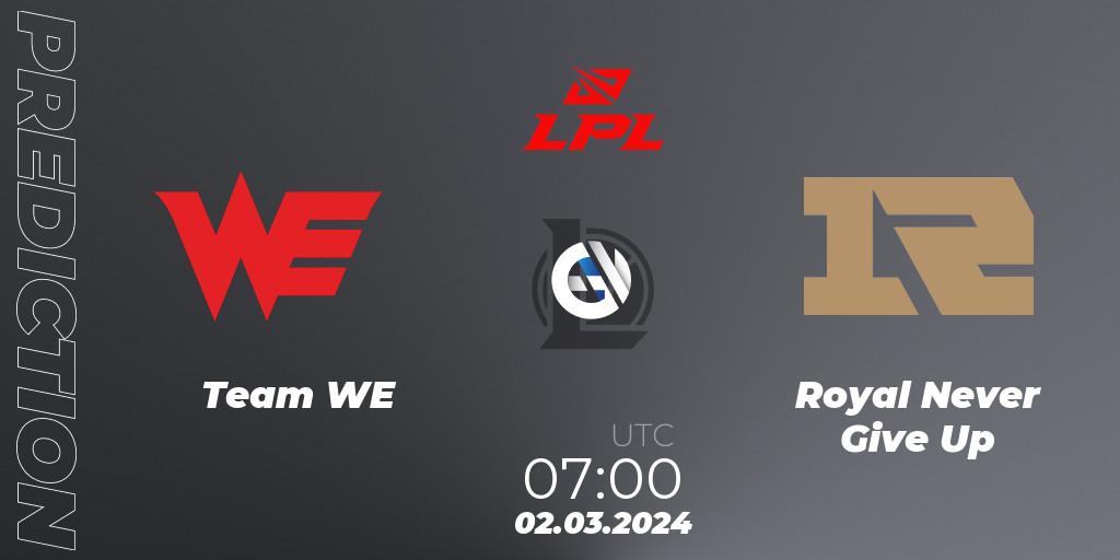 Team WE vs Royal Never Give Up: Match Prediction. 02.03.24, LoL, LPL Spring 2024 - Group Stage