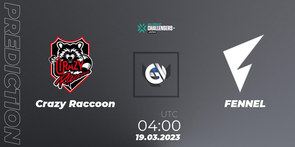 Crazy Raccoon vs FENNEL: Match Prediction. 19.03.23, VALORANT, VALORANT Challengers 2023: Japan Split 1