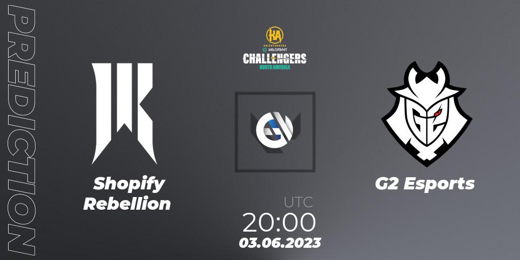 Shopify Rebellion vs G2 Esports: Match Prediction. 03.06.23, VALORANT, VALORANT Challengers 2023: North America Challenger Playoffs