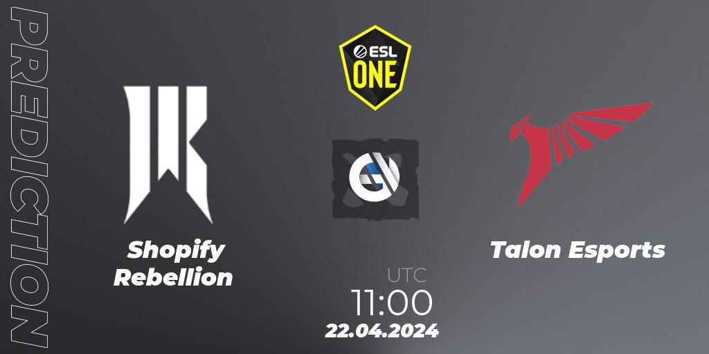 Shopify Rebellion vs Talon Esports: Match Prediction. 22.04.24, Dota 2, ESL One Birmingham 2024