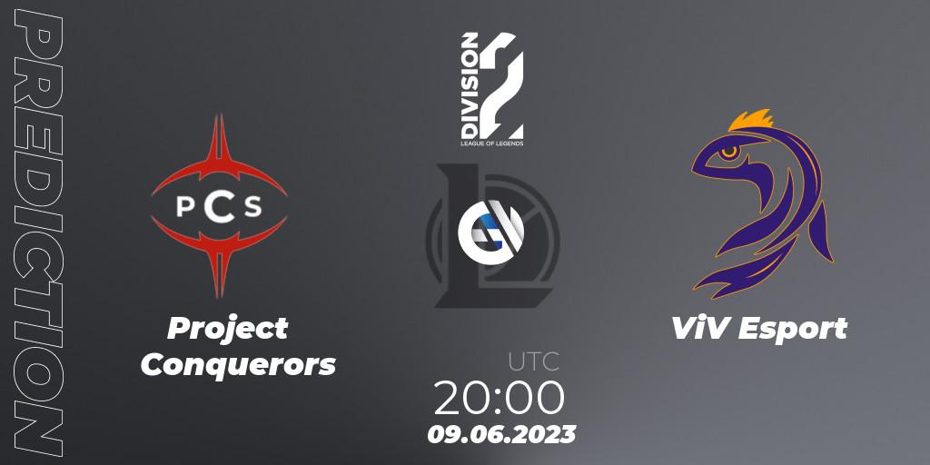 Project Conquerors vs ViV Esport: Match Prediction. 09.06.23, LoL, LFL Division 2 Summer 2023 - Group Stage